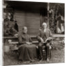 1890s 1900s Portrait Senior Couple Seated In Garden Man Holding Ear Trumpet by Anonymous