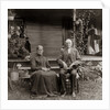1890s 1900s Portrait Senior Couple Seated In Garden Man Holding Ear Trumpet by Anonymous