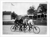 1890s 1900s 4 Men Riding Racing Quadricycle Four Seat Bicycle by Anonymous