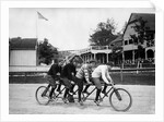 1890s 1900s 4 Men Riding Racing Quadricycle Four Seat Bicycle by Anonymous