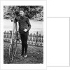 1880s 1890s Man Called Wheelman Next To High Wheel Ratchet Drive Bicycle by Anonymous