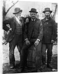 1890s 1900 Three Men With Beard Or Mustache Wearing Hats One Sitting On Barrel by Anonymous