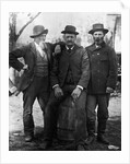 1890s 1900 Three Men With Beard Or Mustache Wearing Hats One Sitting On Barrel by Anonymous