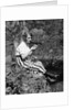 1920s Young Woman In Striped Skirt Sitting On Stream Bank In Woods Braiding Garland Of Wild Flowers by Anonymous