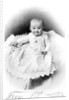 1890s 1900 Portrait Baby In Long Dress Wearing Heart Locket Sitting On White Fur Blanket by Anonymous