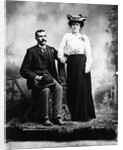 1890s 1900 Portrait Serious Couple Holding Hands Together In Rustic Studio Setting by Anonymous