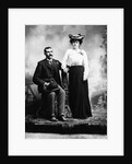1890s 1900 Portrait Serious Couple Holding Hands Together In Rustic Studio Setting by Anonymous