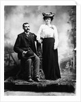 1890s 1900 Portrait Serious Couple Holding Hands Together In Rustic Studio Setting by Anonymous