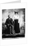 1890s 1900 Portrait Serious Couple Holding Hands Together In Rustic Studio Setting by Anonymous