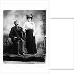 1890s 1900 Portrait Serious Couple Holding Hands Together In Rustic Studio Setting by Anonymous