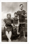 1890s 1900s Family Wearing Antique Bathing Suits In Seashore Studio by Anonymous
