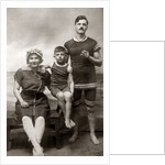 1890s 1900s Family Wearing Antique Bathing Suits In Seashore Studio by Anonymous