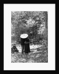 1900 View Of Back Of Couple Walking Through Woods Under Umbrella Man With Arm Around Woman by Anonymous