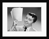 1950s Young Businessman Holding Up Handful Of Papers by Anonymous