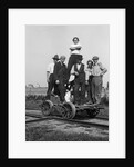 1890s 1900s Portrait Men Railroad Workers Standing On Handcar Outdoor by Anonymous
