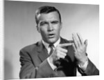 1950s Earnest Salesman Talking Gesturing With Hands by Anonymous