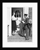 1930s Postman Giving A Letter To A Woman In The Doorway Of A Colonial Brick Home by Anonymous