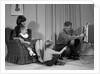 1960s Family Mother Father Son Daughter Watching Television In Living Room Indoor by Anonymous