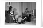 1960s Family Mother Father Son Daughter Watching Television In Living Room Indoor by Anonymous