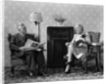 1940s Senior Couple Sitting In Living Room Reading Newspaper And Magazine Listening To Radio by Anonymous