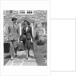 1930s 1940s Couple Leaving Home Carrying Luggage by Anonymous