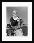 1930s Elderly Woman Wearing Pince-Nez Glasses Sitting Knitting by Anonymous