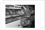 1950s Woman Shopping Frozen Food Section Of Grocery Store by Anonymous