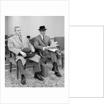 1950s 1960s Two Men Businessman Salesman Sitting In Office Reception Waiting Area Indoor by Anonymous