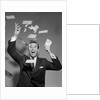 1960s Happy Man Throwing Money Currency Bank Notes In The Air by Anonymous