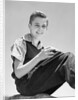 1930s 1940s Teenage Boy Sitting Holding School Notebooks by Anonymous