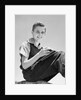 1930s 1940s Teenage Boy Sitting Holding School Notebooks by Anonymous