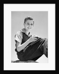 1930s 1940s Teenage Boy Sitting Holding School Notebooks by Anonymous