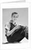 1930s 1940s Teenage Boy Sitting Holding School Notebooks by Anonymous