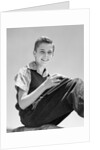 1930s 1940s Teenage Boy Sitting Holding School Notebooks by Anonymous