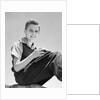 1930s 1940s Teenage Boy Sitting Holding School Notebooks by Anonymous