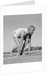 1960s Man Sprinter Runner At The Starting Line For Foot Race Outdoor by Anonymous