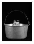 1950s 1960s Symbolic Montage Portrait Man In The Soup Looking Wide Eyed From Inside The Kettle by Anonymous