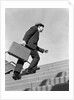 1960s Salesman Briefcase In Hand Climbing Steep Hard Steel Tread Stairs by Anonymous