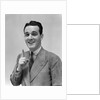 1940s Man In Suit Holding Up Index Finger Making A Point by Anonymous