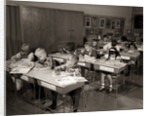1960s Elementary Classroom Children At Desks Writing Studying by Anonymous