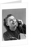 1940s Woman Talking Laughing On Telephone by Anonymous
