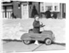 1930s 1940s Little Boy Playing In Toy Car Outside In Snow by Anonymous
