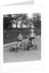 1930s Two Boys Riding Tricycles by Anonymous