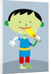 space boy eating popsicle by Anonymous