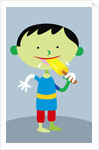 space boy eating popsicle by Anonymous