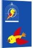 bird in cage, flying bird by Anonymous