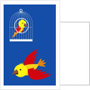 bird in cage, flying bird by Anonymous