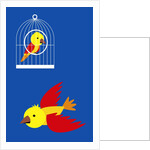 bird in cage, flying bird by Anonymous