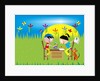 boy and girl writing cards on a desk in a field by Anonymous