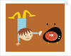 handstand boy with TV monster by Anonymous